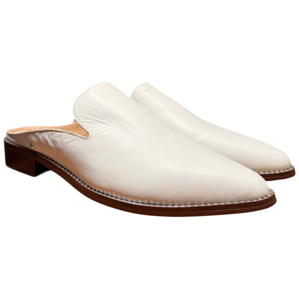 SAM EDELMAN Laddie Women's 10M White Leather Studded Mules Shoes - Picture 4 of 13